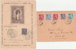 Mercure, Carte Lettre 10/10/43, Reims + Devant De Lettre Avec Série 657/60 Du 19/12/44 - 1938-42 Mercure