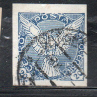 CZECHOSLOVAKIA CESKA CECOSLOVACCHIA 1918 1920 IMPERF. NEWSPAPER STAMPS WINDHOVER 20h USED USATO OBLITERE' - Timbres Pour Journaux