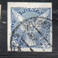 CZECHOSLOVAKIA CESKA CECOSLOVACCHIA 1918 1920 IMPERF. NEWSPAPER STAMPS WINDHOVER 20h USED USATO OBLITERE' - Zeitungsmarken