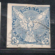 CZECHOSLOVAKIA CESKA CECOSLOVACCHIA 1918 1920 IMPERF. NEWSPAPER STAMPS WINDHOVER 20h USED USATO OBLITERE' - Dagbladzegels