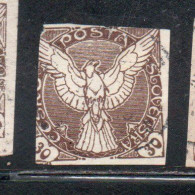 CZECHOSLOVAKIA CESKA CECOSLOVACCHIA 1918 1920 IMPERF. NEWSPAPER STAMPS WINDHOVER 30h USED USATO OBLITERE' - Francobolli Per Giornali