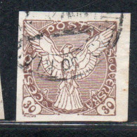 CZECHOSLOVAKIA CESKA CECOSLOVACCHIA 1918 1920 IMPERF. NEWSPAPER STAMPS WINDHOVER 30h USED USATO OBLITERE' - Francobolli Per Giornali