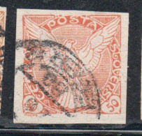 CZECHOSLOVAKIA CESKA CECOSLOVACCHIA 1918 1920 IMPERF. NEWSPAPER STAMPS WINDHOVER 50h USED USATO OBLITERE' - Newspaper Stamps