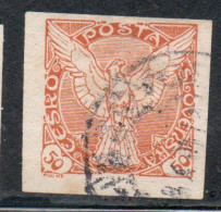 CZECHOSLOVAKIA CESKA CECOSLOVACCHIA 1918 1920 IMPERF. NEWSPAPER STAMPS WINDHOVER 50h USED USATO OBLITERE' - Dagbladzegels