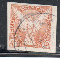 CZECHOSLOVAKIA CESKA CECOSLOVACCHIA 1918 1920 IMPERF. NEWSPAPER STAMPS WINDHOVER 50h USED USATO OBLITERE' - Zeitungsmarken