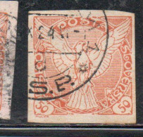 CZECHOSLOVAKIA CESKA CECOSLOVACCHIA 1918 1920 IMPERF. NEWSPAPER STAMPS WINDHOVER 50h USED USATO OBLITERE' - Timbres Pour Journaux