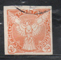 CZECHOSLOVAKIA CESKA CECOSLOVACCHIA 1918 1920 IMPERF. NEWSPAPER STAMPS WINDHOVER 50h USED USATO OBLITERE' - Timbres Pour Journaux