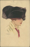 NANNI SIGNED 1910s POSTCARD - WOMAN & BIG HAT -  N.206/2 (4827) - Nanni