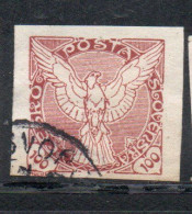 CZECHOSLOVAKIA CESKA CECOSLOVACCHIA 1918 1920 IMPERF. NEWSPAPER STAMPS WINDHOVER 100h USED USATO OBLITERE' - Timbres Pour Journaux