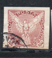 CZECHOSLOVAKIA CESKA CECOSLOVACCHIA 1918 1920 IMPERF. NEWSPAPER STAMPS WINDHOVER 100h USED USATO OBLITERE' - Sellos Para Periódicos