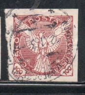 CZECHOSLOVAKIA CESKA CECOSLOVACCHIA 1918 1920 IMPERF. NEWSPAPER STAMPS WINDHOVER 100h USED USATO OBLITERE' - Timbres Pour Journaux