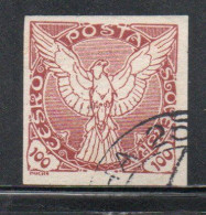 CZECHOSLOVAKIA CESKA CECOSLOVACCHIA 1918 1920 IMPERF. NEWSPAPER STAMPS WINDHOVER 100h USED USATO OBLITERE' - Timbres Pour Journaux