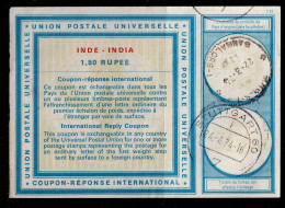 2866-2-INDIA- 1.50 RUPIA-USED-BANGALORE-1974-INTERNATIONAL REPLY COUPON-IRC - Gebraucht