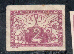 CZECHOSLOVAKIA CESKA CECOSLOVACCHIA 1919 1920 SPECIAL DELIVERY STAMPS DOVES 2h MH - Sellos Para Periódicos