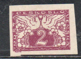 CZECHOSLOVAKIA CESKA CECOSLOVACCHIA 1919 1920 SPECIAL DELIVERY STAMPS DOVES 2h MH - Timbres Pour Journaux