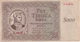 BILLETE DE CROACIA DE 5000 KUNA DEL AÑO 1943 EN CALIDAD EBC (XF) (BANKNOTE) - Croatie