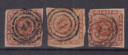 Action !! SALE !! 50 % OFF !! ⁕ DENMARK 1858 - 1862 ⁕ Royal Emblem 4Sk. Wavy Lines ⁕ 3v Used / Shades - Oblitérés