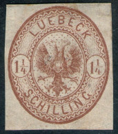 1 1/4 Shilling Rötlichbraun - Lübeck Nr. 13 A Ungebraucht Mit Gummierung - Signiert - Lübeck