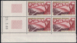 BARRAGE DE VOUGLANS - N°1583 - BLOC DE 4 TIMBRES - COIN DATE -  DU 28-3-1969 - COTE 3€ - 1960-1969
