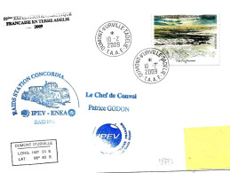 440 - 43 - Enveloppe TAAF Terre Adélie Raids Station Concordia 2009 - Timbre Carnet De Voyage - Poolvluchten