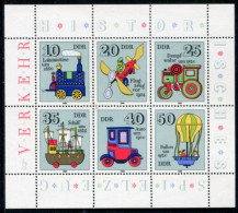 DDR 1980 Historic Toys Sheetlet MNH / **.  Michel 2566-71 Kb - Neufs