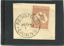 AUSTRALIA - 1929  KANGAROO  6d  SMALL MULTIPLE WMK ON PIECE  FINE USED - Used Stamps