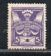 CZECH REPUBLIC REPUBBLICA CECA CZECHOSLOVAKIA CESKA CECOSLOVACCHIA 1920 1925 CARRIER PIGEON LETTER 5h MH - Unused Stamps