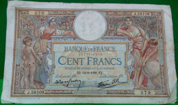 FRANCE BILLET 100 FRANCS LUC OLIVIER MERSON Type Modifié , EJ. 12-5-1938 .alphabet J.59109 N° 379  OLD BANK NOTE - 100 F 1908-1939 ''Luc Olivier Merson''