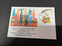 7-10-2023 (3 U 32 A) Visit Of ZAmbia President To China And Meeting With President Xi - Maladies