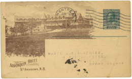 Canada - Montréal - Algonquin Hotel St Andrews, N. B. - Canadian Pacific Railway Company - Entier Postal 1 Cent Vert - 1903-1954 Reyes