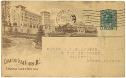 Canada - Montréal - Chateau Lake Louise B. C. - Canadian Pacific Railway Company - Entier Postal 1 Cent Vert - 1903-1954 Kings