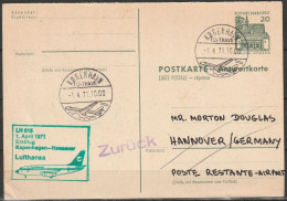 BRD Flugpost / Erstflug LH 015 Boeing 737  Kopenhagen - Hannover 1.4.1971 Ankunftstempel 1.4.71 ( FP 202) - Primi Voli