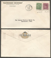 1943 Dominion Button Colour 2-Sided Advertising Cover 4c War Kitchener Ontario - Postal History