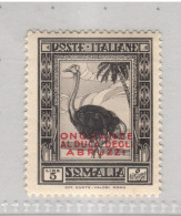 Somalia 1934, Bird, Birds, 5li Ostrich, Overprinted "ONORANZE AL DUCA DEGLI ABRUZZI", MH* - Autruches