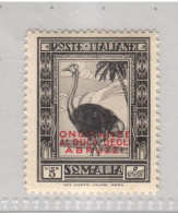 Somalia 1934, Bird, Birds, 5li Ostrich, Overprinted "ONORANZE AL DUCA DEGLI ABRUZZI", MH* - Straussen- Und Laufvögel