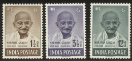 India 1948 Mahatma Gandhi Mourning 3v Of SET, VERY FINE FRONT, MINT GUM DISTURBED Or NO GUM,  NICE COLOUR As Per Scan - Prix Nobel