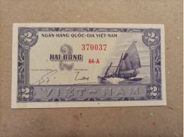 Billete De Vietnam De 2 Dong, Año 1955 Serie A Número Curioso 370037, UNC - Viêt-Nam