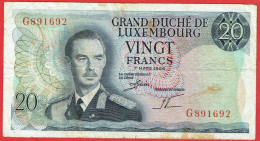 Luxembourg - Billet De 20 Francs - 7 Mars 1966 - Grand-Duc Jean - P54 - Luxembourg