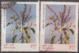 INDIA USED STAMP IN TWO DIFFERENT SHADES ON MEDICINAL PLANT,TULSHI(Ocimum Sanctum ) - Colecciones & Series