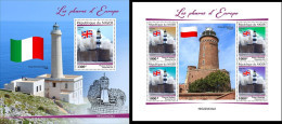 Niger 2022, Lighthouses Of Europe III, 4val In BF +BF - Niger (1960-...)