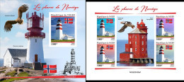 Niger 2022, Lighthouses Of Norway, Birds, 4val In BF +BF IMPERFORTED - Niger (1960-...)