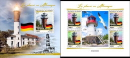 Niger 2022, Lighthouses Of Germany, 4val In BF +BF - Niger (1960-...)