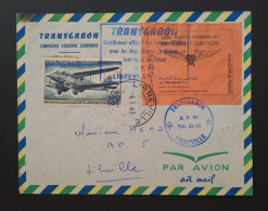 Gabon.Courrier Avec Vignette TRANSGABON (non Signée) ,avec Griffe TRANSGABON Et Timbre PA8 Sur Lettre. - Lettres & Documents