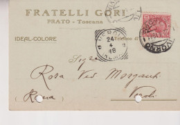 PRATO  STORIA POSTALE TESTATINA PUBBLICITA'  1918  IDEAL COLORE  FRATELLI GORI - Prato