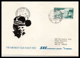 FFC SAS  Suede The Midnignt Sun Flight 1972 - Storia Postale