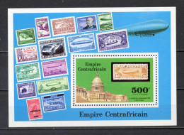 CENTRAFRIQUE BLOC  N° 15   NEUF SANS CHARNIERE COTE 6.50€    TIMBRE SUR TIMBRE ZEPPELIN MONUMENT - Centrafricaine (République)