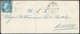 Lotto 27 - Sicilia 112/1/1859 - Lettera Da Palermo Per Assoro Affrancata Con 2 Gr. Azzurro Chiaro II Tavola Pos. 16, N. - Sicily