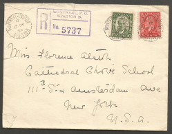 1934 Registered Cover 13c Medallion/Cartier CDS Montreal Stn B PQ Quebec To USA - Histoire Postale