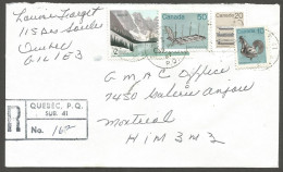 1987 Registered Cover $2.80 Banff/Artifacts CDS Quebec Sub 41 To Montreal PQ Quebec - Histoire Postale