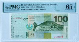 El Salvador 100 Colones 1997 P151a Graded 65 EPQ Gem Uncirculated By PMG - Salvador